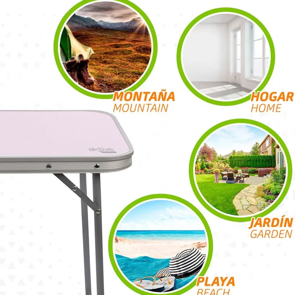 Aktive Mesa plegable de aluminio 60x40x50 cm