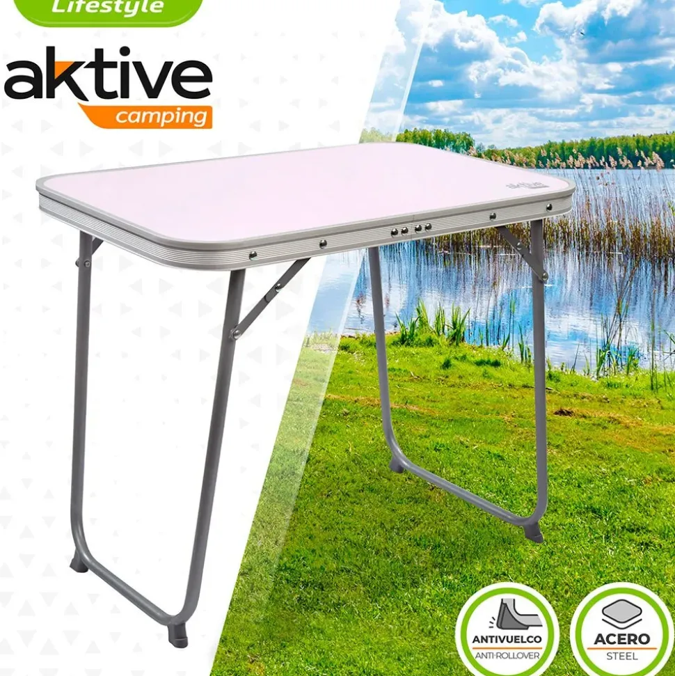 Aktive Mesa plegable de aluminio 60x40x50 cm