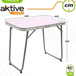 Aktive Mesa plegable de aluminio 60x40x50 cm