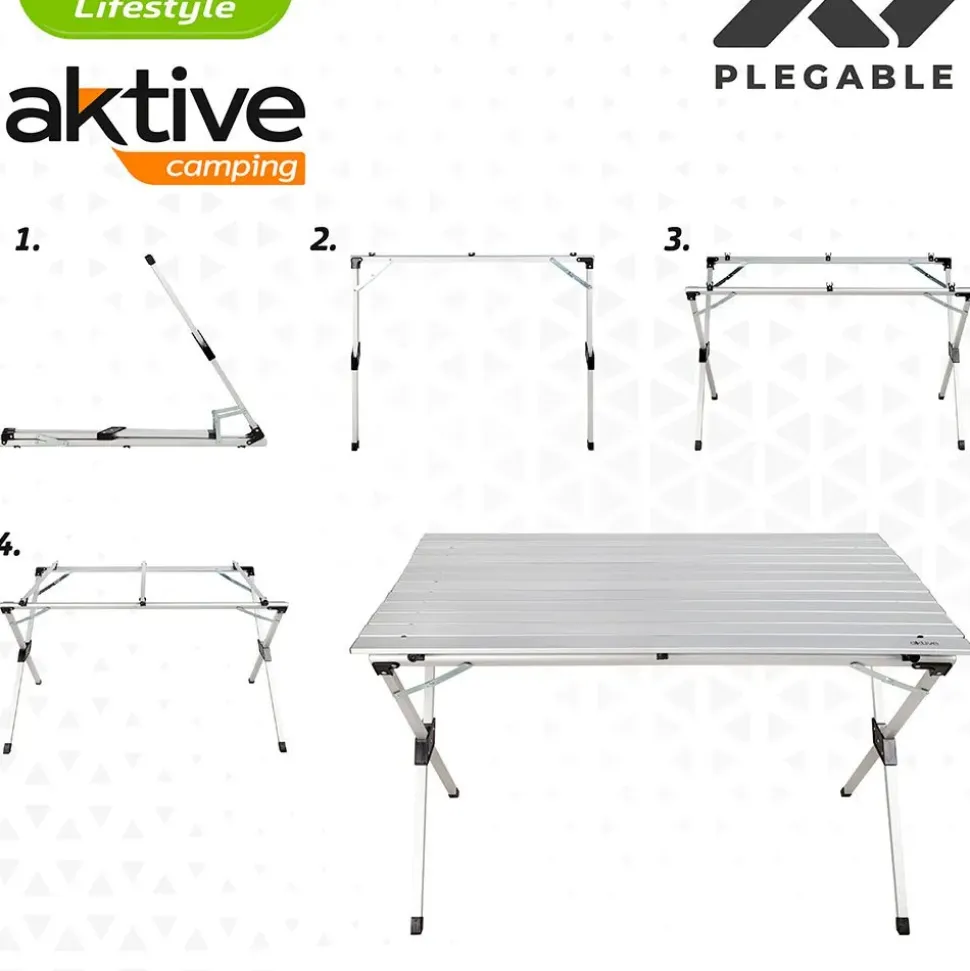 Aktive Mesa 110x70x70 cm Aluminium Folding