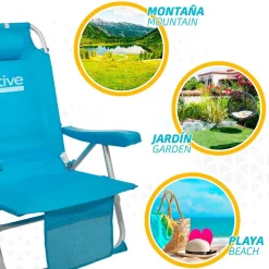 Aktive Mochila Silla Plegable 5 Posiciones Aluminio 66x58x80 cm