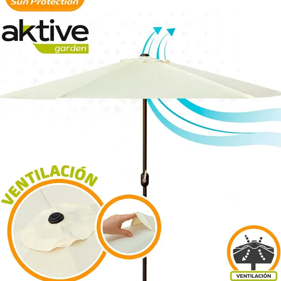 Aktive Parasol hexagonal con protección UV y mástil Aluminio 270 cm 38 mm 240 cm
