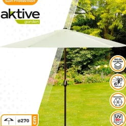 Aktive Parasol hexagonal con protección UV y mástil Aluminio 270 cm 38 mm 240 cm