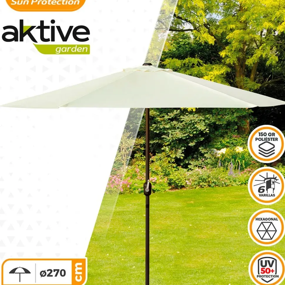 Aktive Parasol hexagonal con protección UV y mástil Aluminio 270 cm 38 mm 240 cm