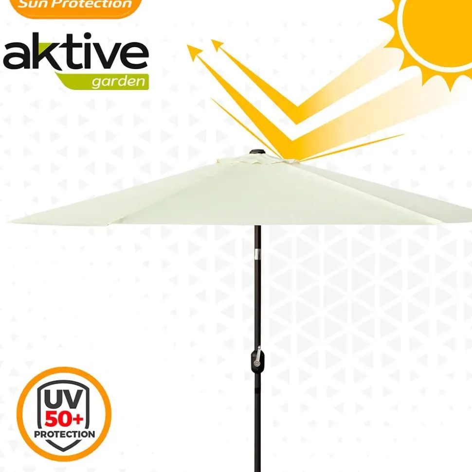 Aktive Parasol hexagonal con protección UV y mástil Aluminio 270 cm 38 mm 240 cm