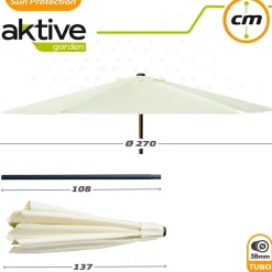 Aktive Parasol hexagonal con protección UV y mástil Aluminio 270 cm 38 mm 240 cm