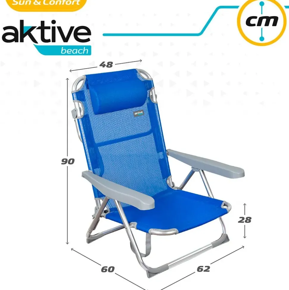 Aktive Silla de Playa Alta Textil 62x60x90 cm