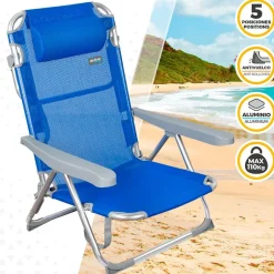Aktive Silla de Playa Alta Textil 62x60x90 cm