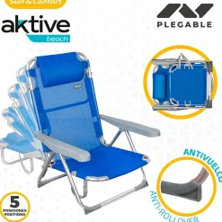 Aktive Silla de Playa Alta Textil 62x60x90 cm