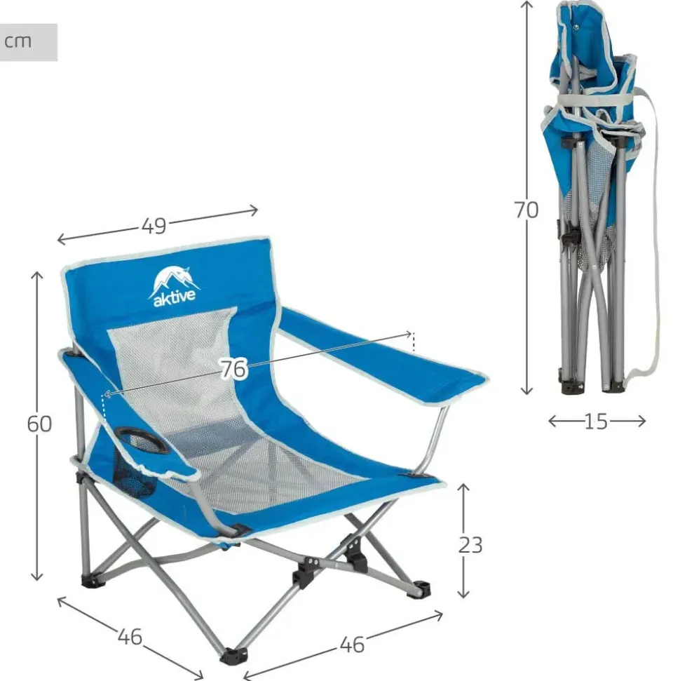 Aktive Silla plegable baja Acero 46x46x60 cm