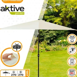 Aktive Sombrilla cuadrada con protección UV para poste alto Aluminio 270x270 cm 38 mm 260 cm