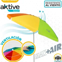 Aktive Sombrilla de Playa con Ventilación Superior Protección UV50 200 cm