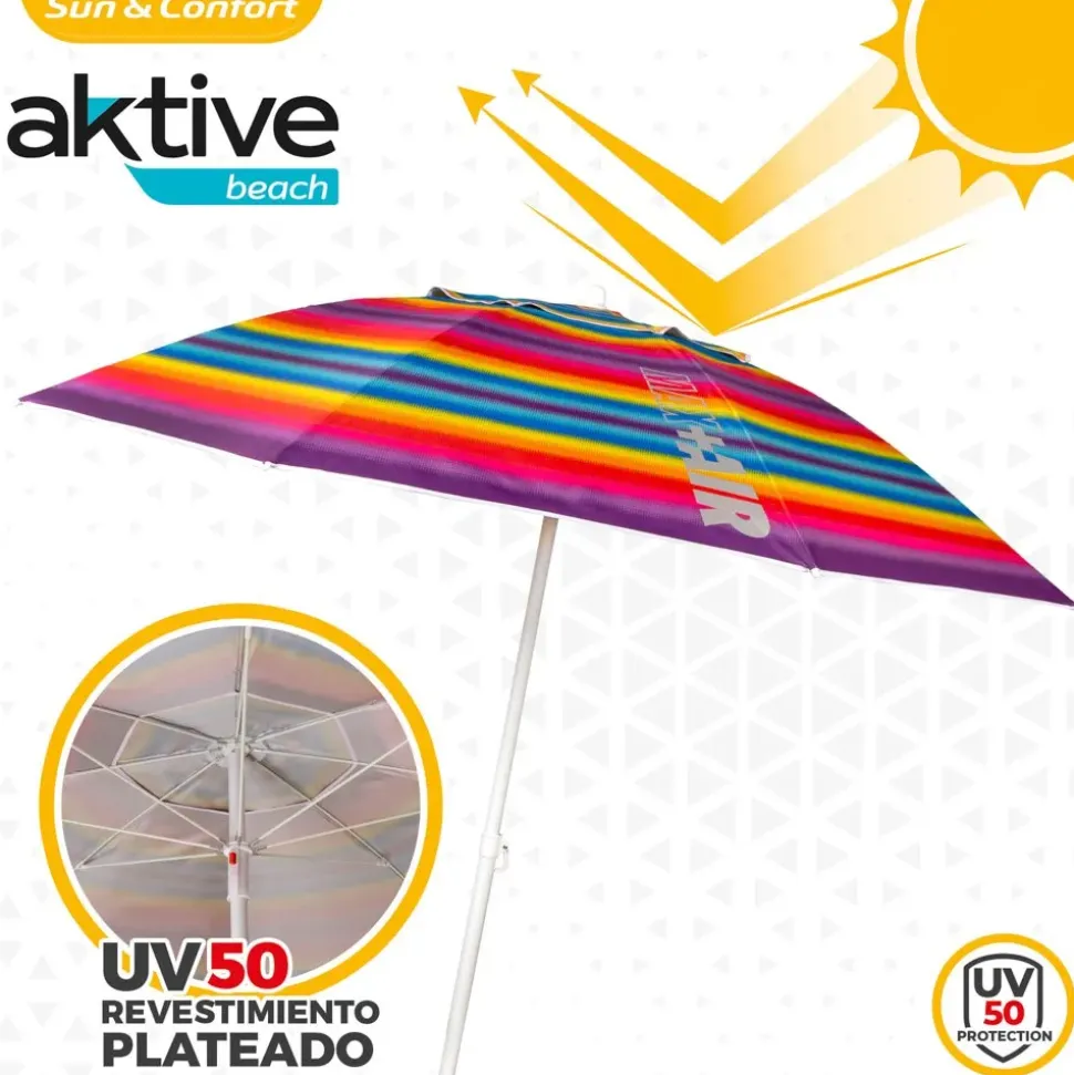 Aktive Sombrilla de Playa con Ventilación y Protección UV50 200 cm