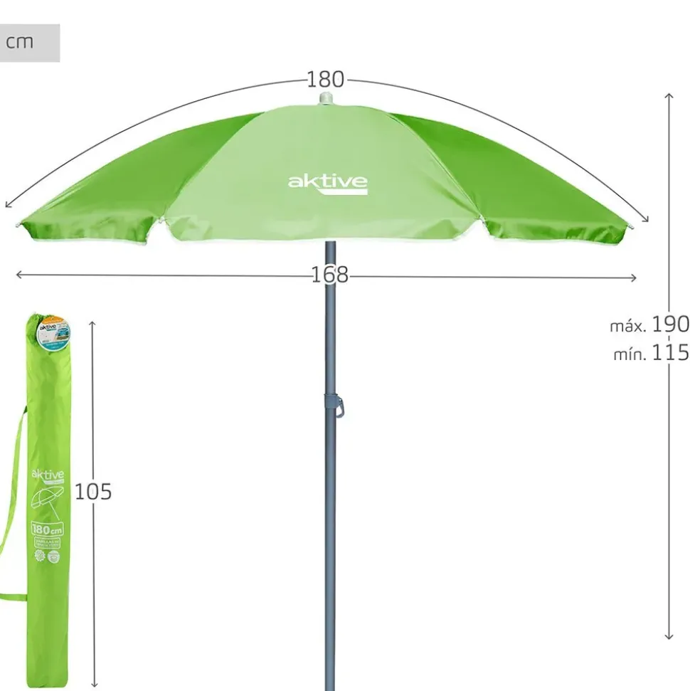 Aktive Sombrilla de playa Inclinable con protección UV50 180 cm
