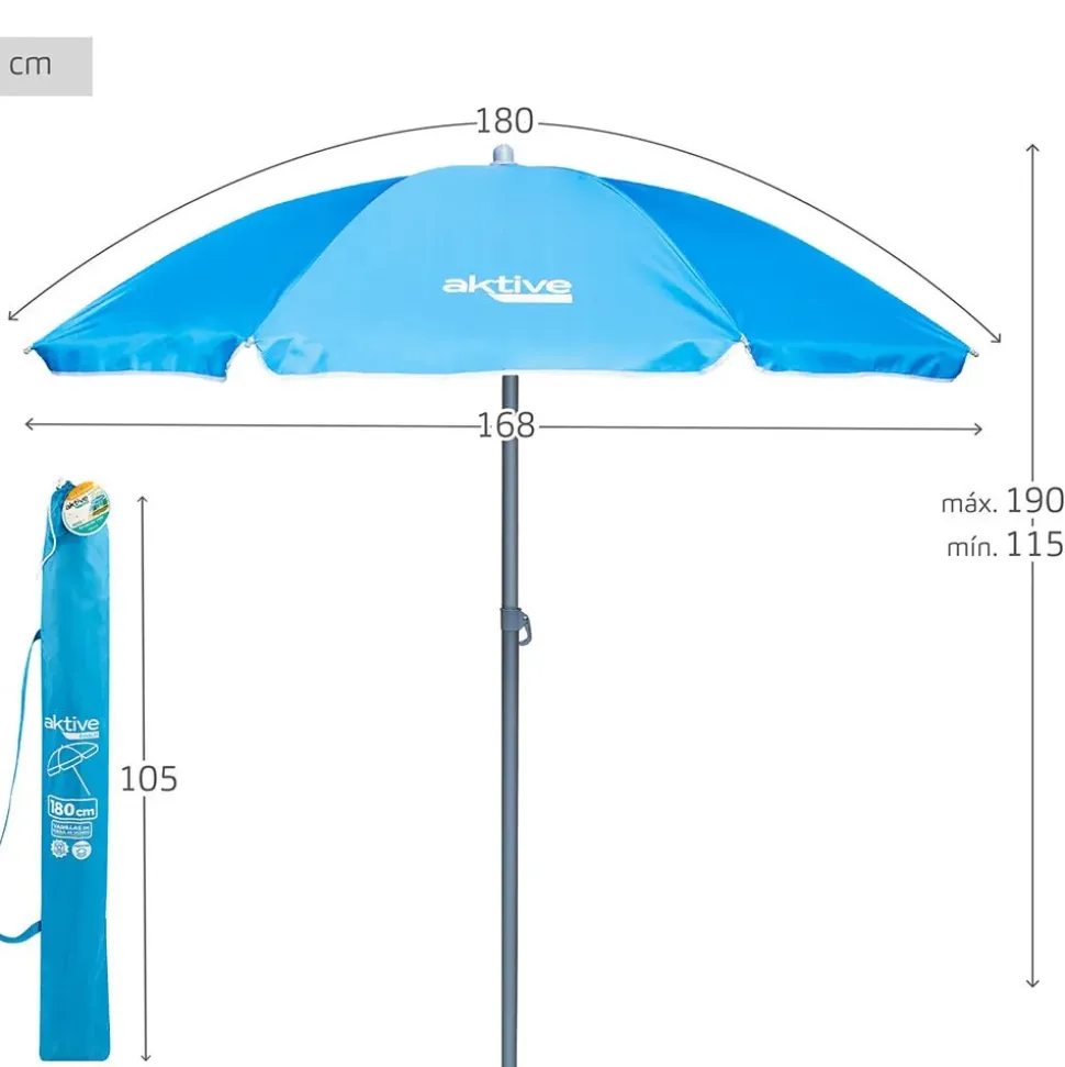 Aktive Sombrilla de playa Inclinable con protección UV50 180 cm