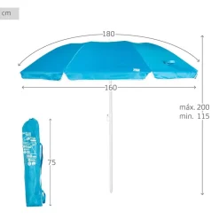 Aktive Sombrilla de playa plegable UV50 180 cm