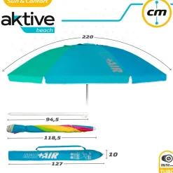 Aktive Sombrilla de playa resistente al viento con protección UV50 220 cm