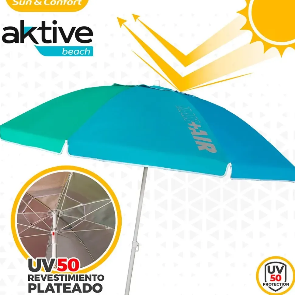 Aktive Sombrilla de playa resistente al viento con protección UV50 220 cm
