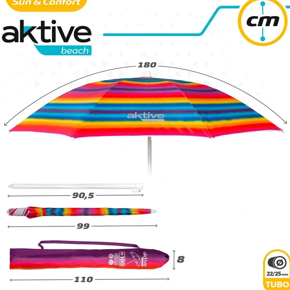 Aktive Sombrilla de playa resistente al viento con protección UV50 180 cm