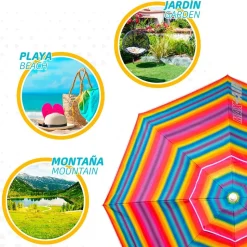 Aktive Sombrilla de playa Sun&Confort Ø resistente al viento UV50 con mástil inclinable 220cm