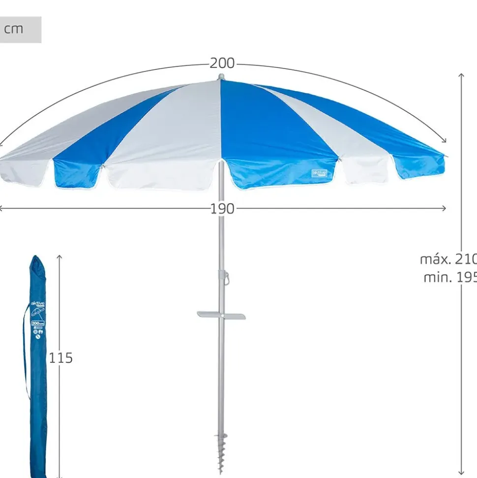 Aktive Sombrilla de playa Twister Ø200cm UV50 inclinable mast