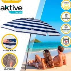 Aktive Sombrilla de playa Windbreaker Beach Umbrella 8 Rods 220 Cm Marine