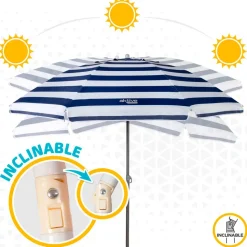 Aktive Sombrilla de playa Windbreaker Beach Umbrella 8 Rods 220 Cm Marine