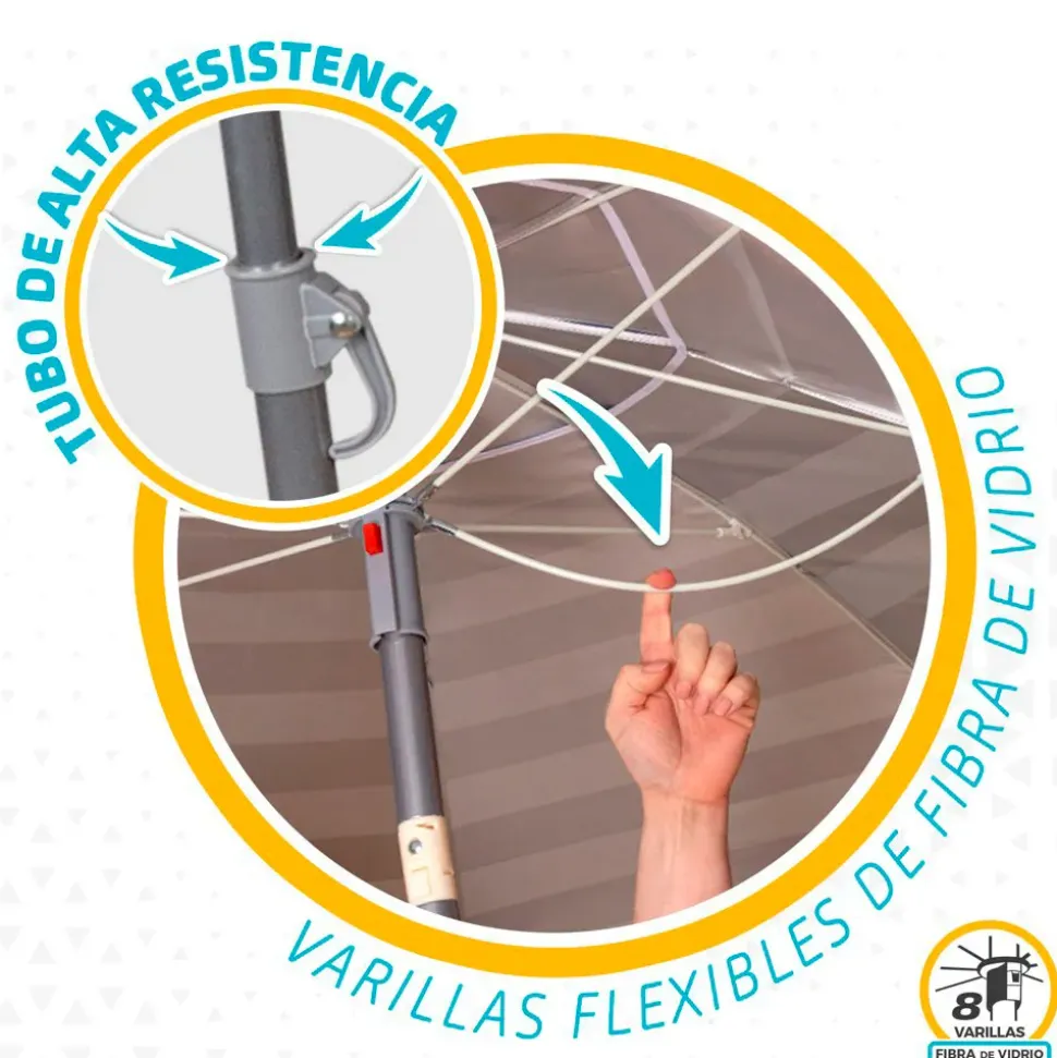 Aktive Sombrilla de playa Windbreaker Beach Umbrella 8 Rods 220 Cm Marine