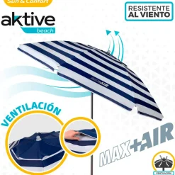 Aktive Sombrilla de playa Windbreaker Beach Umbrella 8 Rods 220 Cm Marine