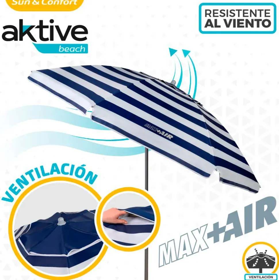 Aktive Sombrilla de playa Windbreaker Beach Umbrella 8 Rods 220 Cm Marine