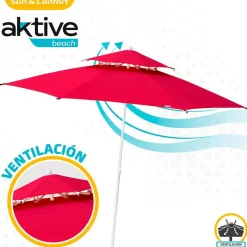 Aktive Sombrilla Octogonal con Poste de Metal Doble Techo y Protección UV30 280 cm reacondicionado