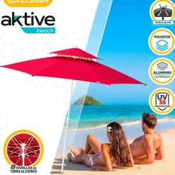 Aktive Sombrilla Octogonal con Poste de Metal Doble Techo y Protección UV30 280 cm reacondicionado