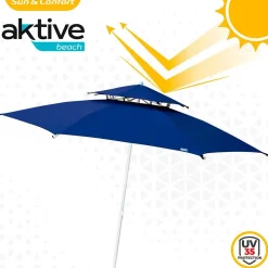 Aktive Sombrilla octogonal con poste de metal doble techo y protección UV30 280 cm