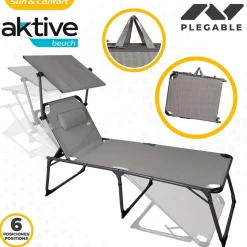 Aktive Tumbona Plegable Con Parasol Y Cojín
