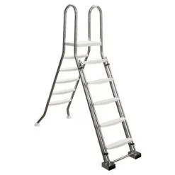 Astralpool Peldaños de escalera de seguridad AISI-Ø43 con plataforma para piscinas elevadas 2x5 304L 1.5m