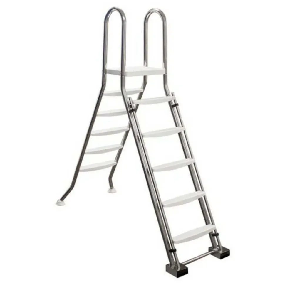 Astralpool Peldaños de escalera de seguridad AISI-Ø43 con plataforma para piscinas elevadas 2x5 304L 1.5m