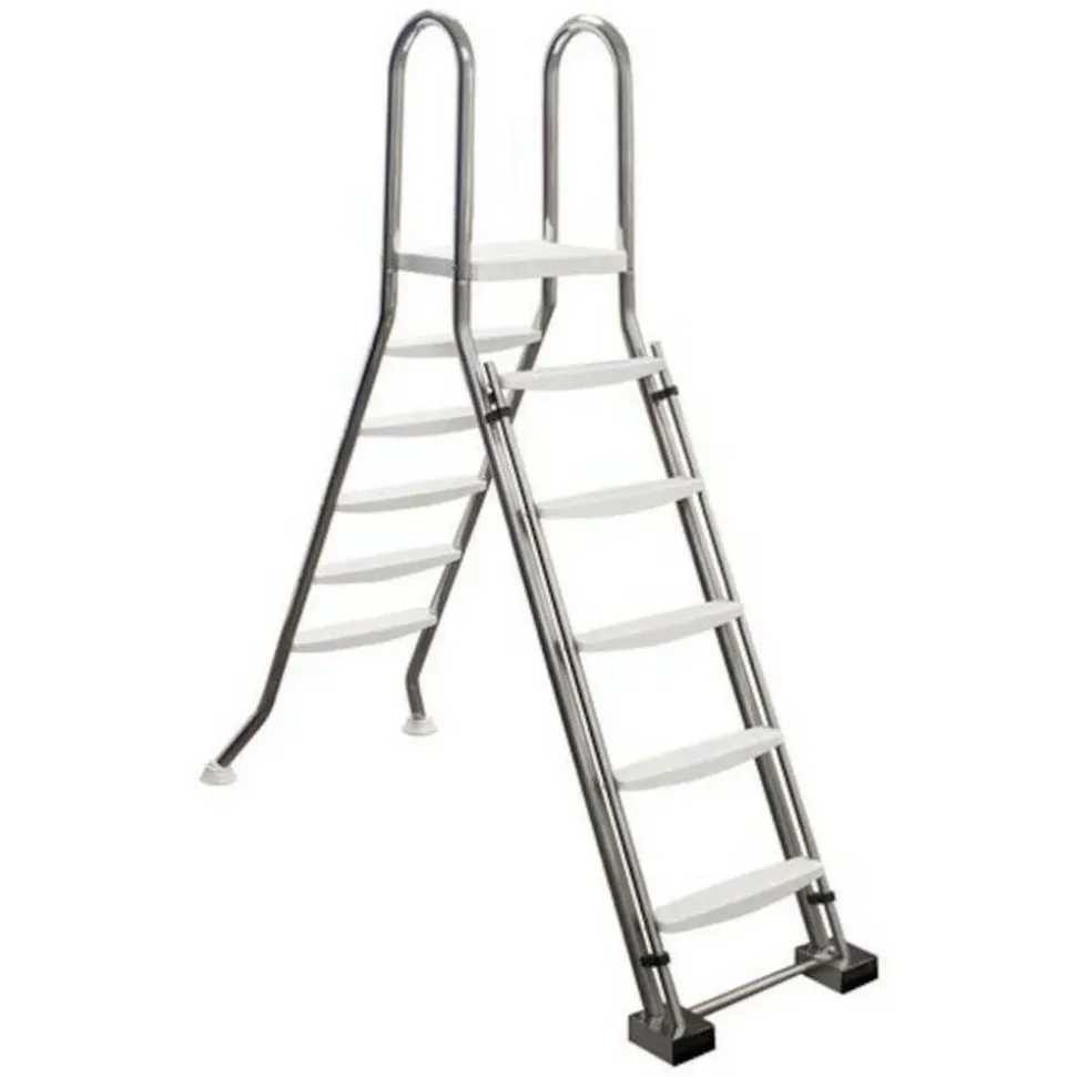 Astralpool Peldaños de escalera de seguridad AISI-Ø43 con plataforma para piscinas elevadas 2x3 304L 1m