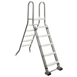Astralpool Peldaños de escalera de seguridad AISI-Ø43 con plataforma para piscinas elevadas 2x4 304L 1.35m