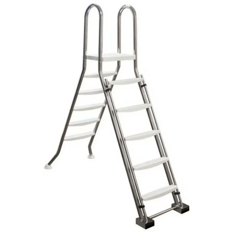 Astralpool Peldaños de escalera de seguridad AISI-Ø43 con plataforma para piscinas elevadas 2x4 304L 1.35m