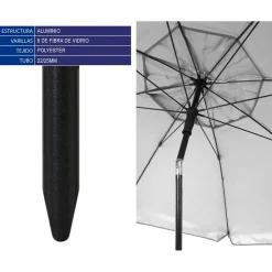 Atosa Parasol Aluminio 22/25 mm Orientable OxFord 180 cm