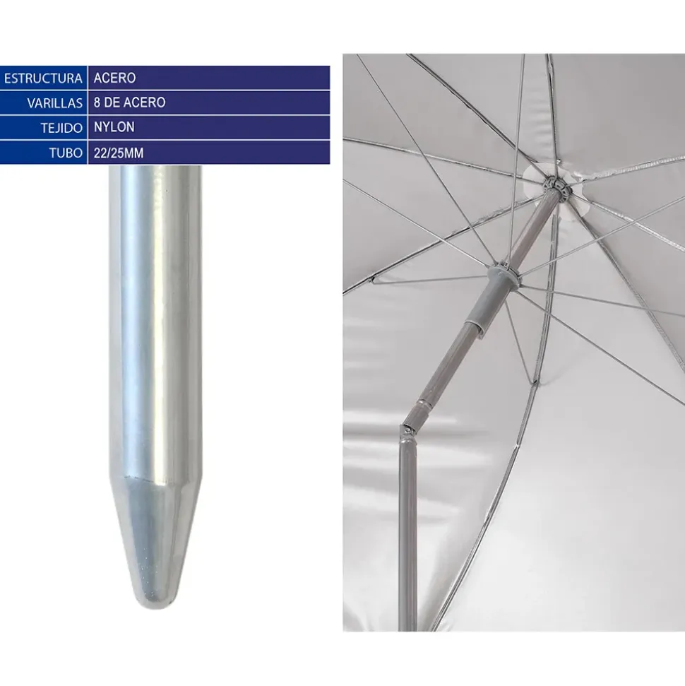 Atosa Parasol de Metal Orientable 3 Nylon Surtido 22/25 mm 200 cm
