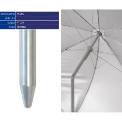 Atosa Parasol Orientable con Flecos/Metal UPF 3 Nylon Surtido 22/25 mm 200 cm