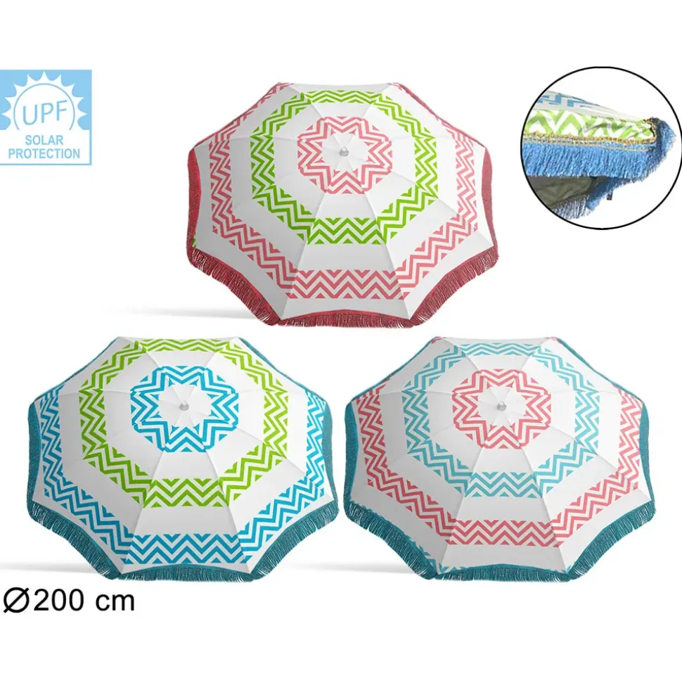Atosa Parasol Orientable con Flecos/Metal UPF 3 Nylon Surtido 22/25 mm 200 cm