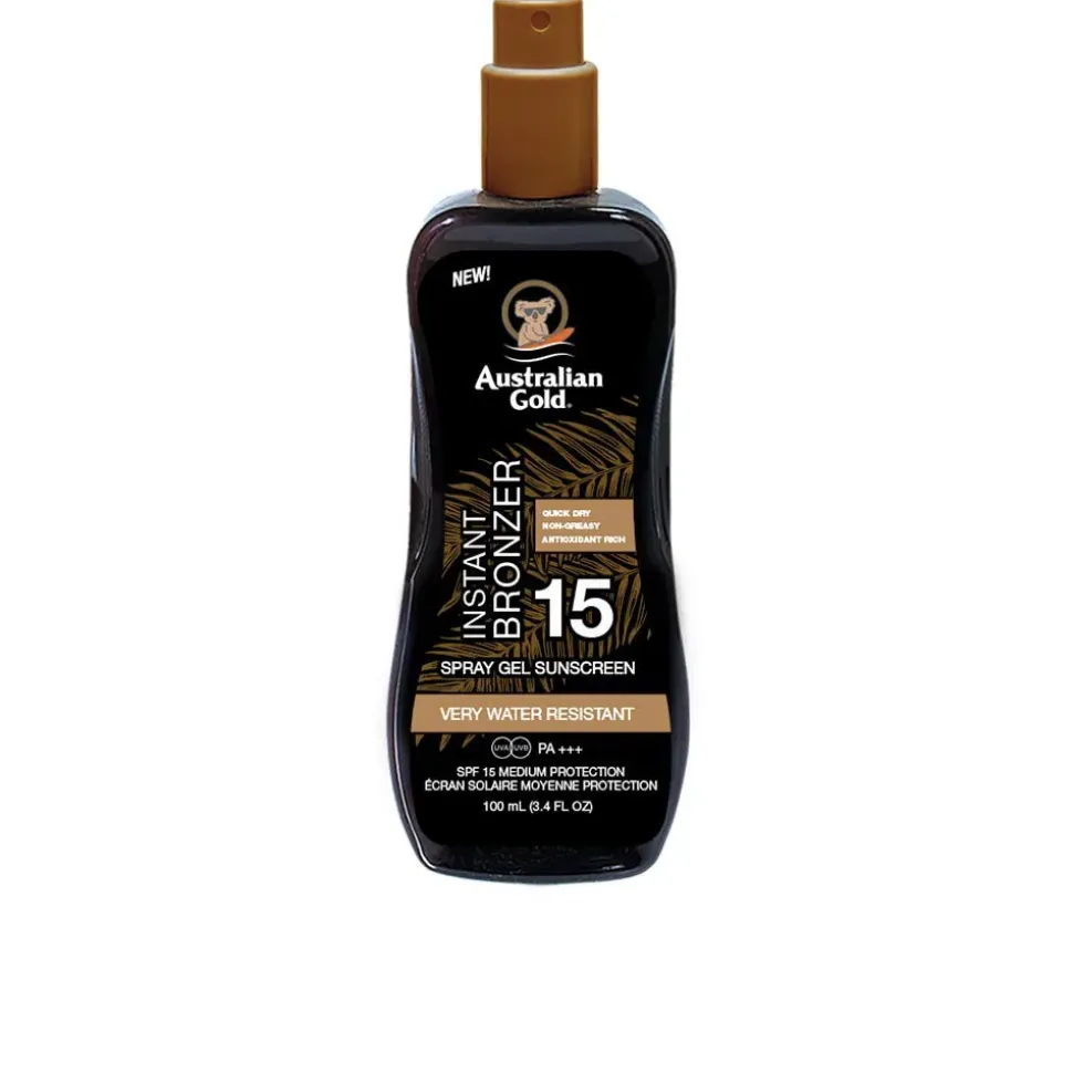 Australian Gold Protector solar en gel en spray FPS15 con bronceador instantáneo 100ml