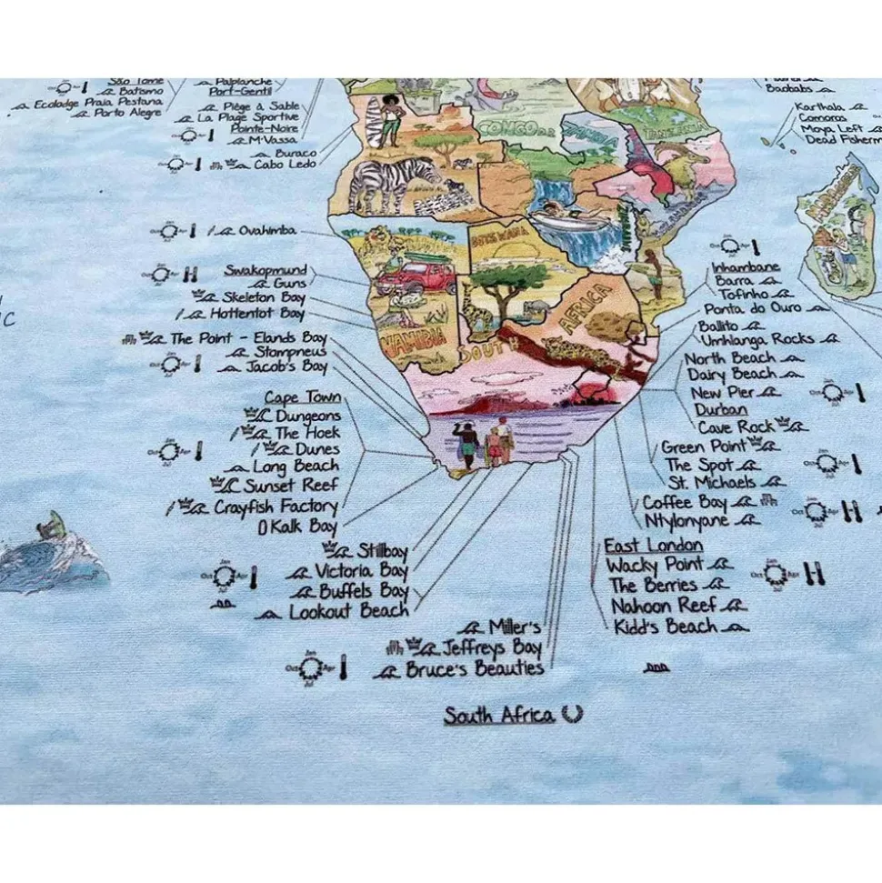 Awesome Maps Toalla Mapa de Surf Mejores Playas de Surf del Mundo Edición Original a Color
