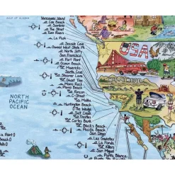 Awesome Maps Toalla Mapa de Surf Mejores Playas de Surf del Mundo Edición Original a Color