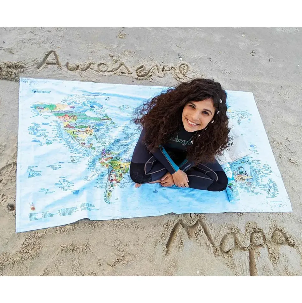 Awesome Maps Toalla Mapa de Surf Mejores Playas de Surf del Mundo Edición Original a Color