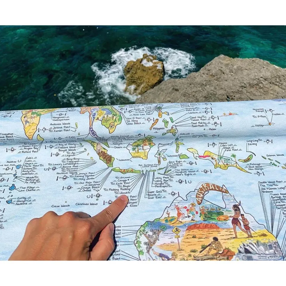 Awesome Maps Toalla Mapa de Surf Mejores Playas de Surf del Mundo Edición Original a Color