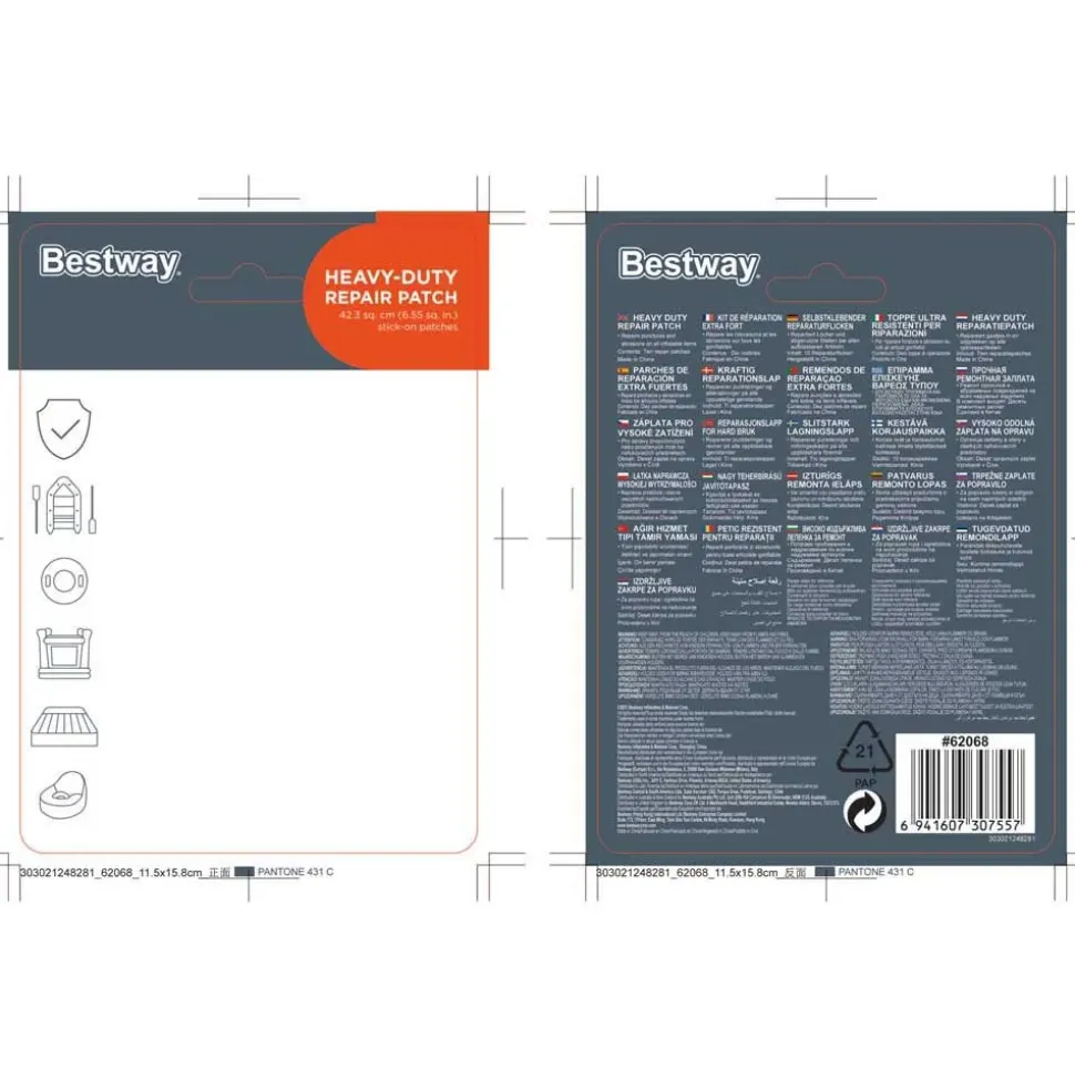 Bestway Parche de reparación de alta resistencia 10 unidades