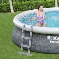 Bestway Piscina hinchable redonda Fast Set Rattan 457x107 cm